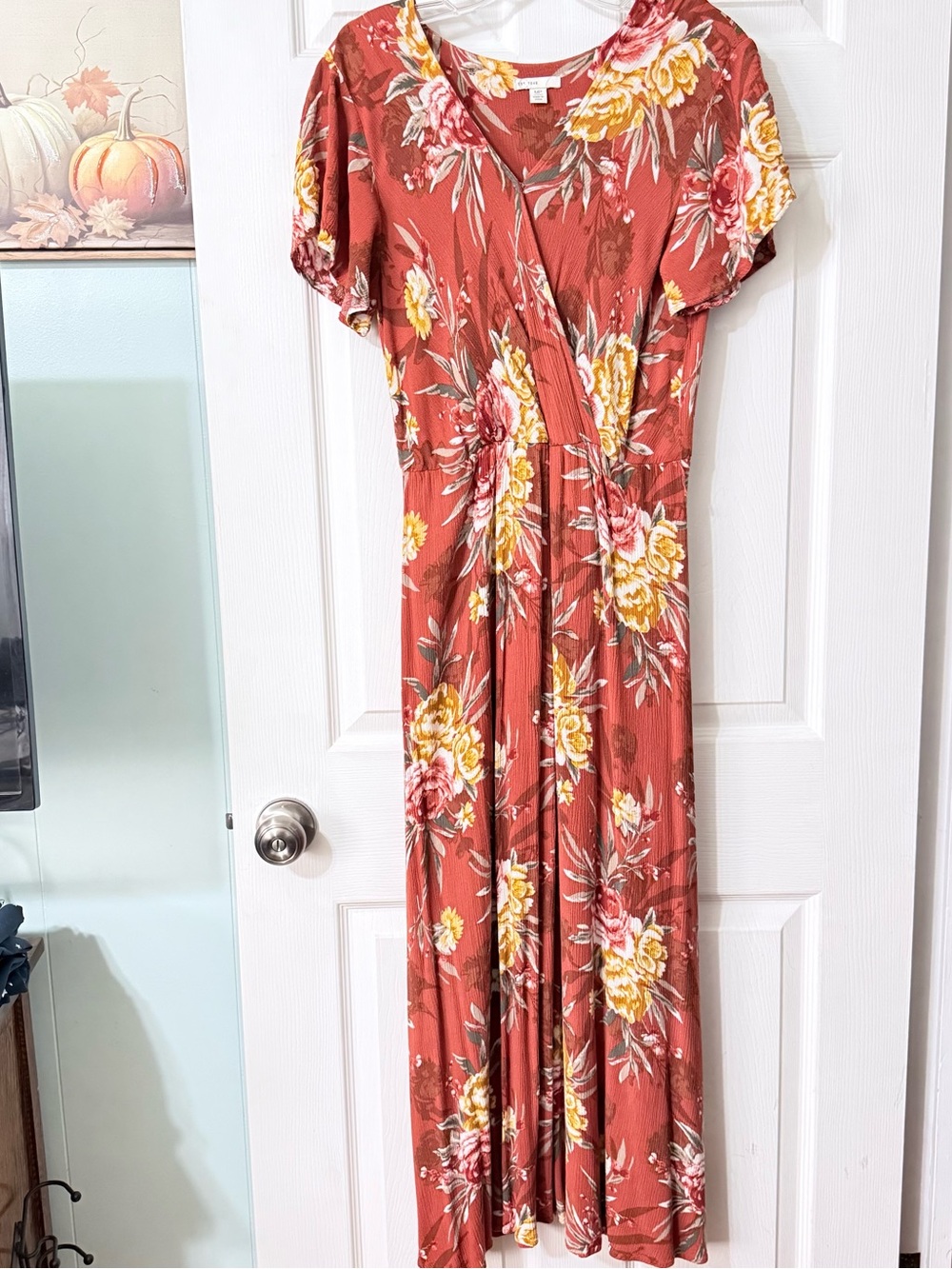 EST 1946 Rust Floral Maxi Dress Short Sleeve MP